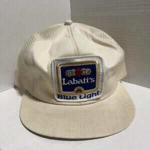 Vintage Blue Light Labatt Beer Mesh Snapback Hat Men’s